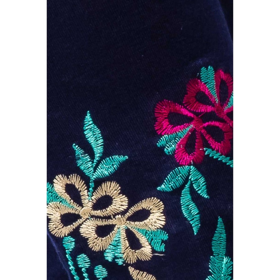 Women's Navy Blue Viscose Embroidered Tights. MVC-20